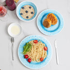 Large Farmhouse Melamine Serving Trays, Set of 2, 17 x 10 inches Serving Platters for Food Serving, Durable and Dishwasher Safe BBQ Tray, Reactive Blue