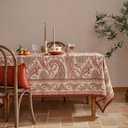 ISAENNE Designer French Red Table Cloth for Rectangle Table,Fall Linen Tablecloth with Cashew Pattern,Stain Proof Decor Tablecloths for Dining Thanksgiving Kitchen,55"*87"-Chauffrey D