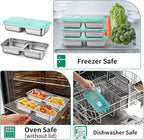 3 Pack Leakproof Stainless Steel Snack Containers with Secure Sealed Lids, Reusable 2 Compartment Bento Boxes for Lunch Prep, Travel, School & Office Stainless Steel Lunch Box