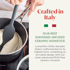 Orfeo 2.4QT Nonstick Saucepan with Lid, Made in Italy, Diamond Ceramic PFAS-Free Cookware, Induction Ready, Scratch Resistant, Laser-Fused Surface for Durability, Dishwasher Safe, Black