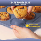 12 Cups Silicone Muffin Pan with Metal Reinforced Frame Regular Size Cupcake Pan Tray Egg Bites Silicone Rubber Cookie Molds Muffin Tin Baking Pans Tart Pan Not Stainless Steel Ceramic Aluminum