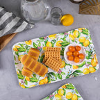 LEHAHA Melamine Lemon Large Rectangular Serving Tray/Platters Set of 2, 17.5" x 10", 2-Piece Melamine Platters Serving Set,Dishwasher Safe