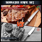 DRAGON RIOT Steak Knives Set of 6 Serrated Edge Steak Knife Set Japanese Stainless Steel Dinner Knife Diswasher Safe Steak Knives with Gift Box