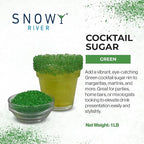 Snowy River Green, Cocktail & Margarita Sugar Rimmer - Vibrant Color Glass Rimming Sugar with Medium Crystal Texture - 16oz