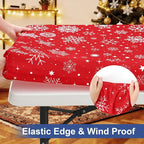homing Rectangle Table Cloth Cover, Waterproof Polyester Elastic Fitted Tablecloth, Fits for 8 Foot Folding Tables, Washable Table Protector for Christmas, Holiday, Party (Snowflakes, 30" x 96")