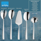Amefa 45-Piece Flatware Cutlery Set, Service for 8 - Dishwasher Safe 18/10 Stainless Steel, High Gloss Mirror Finish & Ergonomic Design, Complete Silverware Collection - 5-Piece Serving Set (Martin)