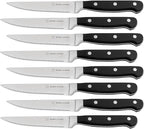 DURA LIVING Premium 8-Piece Steak Knife Set – Sharp Serrated Blades, Forged High Carbon Stainless Steel, Full Tang, Ergonomic Handle, Elegant Black Finish – Ideal for Dining & Entertaining