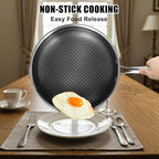 12 Inch Frying Pan,Non Stick Frying Pans,Stainless Steel Skillet,Non-Toxic,PFAS-Free,Suitable for All Cooktops.