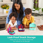 Bentgo Kids Snack - 2 Compartment Leak-Proof Bento Box Container for Snacks and Small Meals, Easy-Open Latch, Dishwasher Safe, BPA-Free for School, Daycare, & Sports - Ideal for Ages 3+ (Aqua)
