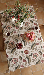 ISAENNE Designer Provence Floral Small Rectangular Tablecloth,Linen Colorful Washable Indoor Table Cloth,Durable Decor Tablecloths for Dining Thanksgiving Kitchen Christmas,55"*71"-Ratina