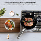 10 Inch Ceramic Non Stick Frying Pans - 5 Ply Stainless Clad Nonstick Skillet, Toxic, PTFE & PFOA FREE, Professional Cookware for Induction, All Stoves and Oven up to 650°F