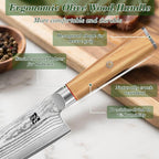 Damascus Chef Knife, 8 Inch Damascus Japanese Chef's Knife with VG10 High Carbon Steel, Professional Kitchen Knife with Olive Wood Handle & Gift Box, Sharp Cooking Knives for Home Kitchen Gift Idea