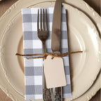 Urban Villa Cotton Dinner Napkins Set of 6, Highly Absorbent 20x20 Inches Premium Cloth Napkins Hotel Quality Reusable & Washable Table Dinner Napkins for Home & Weddings - Grey/White, Checks