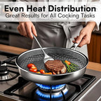 Non Stick Frying Pans with lid, 8 inch Hybrid Frying Pans Nonstick, non stick Stainless Steel Skillets, Dishwasher and Oven-Safe, nonStick Cookware, Induction Compatible Cooking Pan
