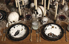 Lenox Dinnerware, Vintage Halloween Haunted Accent Plates, Assorted, Set of 4, Porcelain, Dishwasher & Microwave Safe, Halloween Decor Indoor, Spooky Decorative Plates for Home (Black/White, 4 Piece)