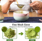 Matcha Whisk Bowl Set, 7PCS All-in-One Japanese Tea Set Includes Matcha Bowl with Spout, Bamboo Whisk (Chasen) with Stand, Scoop, Sifter, Complete Kit for Ceremony, Gift for Matcha Tea Lovers