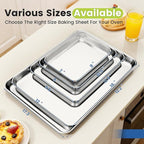 12 Pack Stainless Steel Baking Sheet Pans, 10.5" L × 8" W × 1" H Cookie Sheets for Toaster Oven, Rust-Resistant, Dishwasher Safe