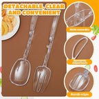 Tioncy Set of 12 Plastic Salad Scissor Tongs 11.2 Inches for Serving Reusable Food Tongs, Clear Utensils for Chef Cooking, Kitchen, Buffet, Party, Catering Supplies