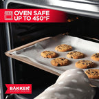 BAKKEN 3-Piece Kitchen Baking Pans - Small, Medium, and Large Cookie Pan, With Nonstick Coating, Stackable and Space-saving Design, PFOA, PFOS, PTFE Free, Oven Safe Tray (Up To 450°F), Brown