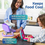 Bentgo Chill Kids Leak-Proof Lunch Box - 4-Compartment Bento Box with Built-In Ice Pack, 3.3 Cup Capacity, PFAS & BPA-Free, Microwave & Dishwasher Safe, Ideal Size for Ages 3 to 7 (Purple)