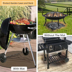 Round Under Grill Mat for Outdoor Grill, 48 Inch Anti-Slip BBQ Floor Mats, Easy to Clean Reusable Fireproof Grill Pad, Oil-Proof Waterproof Protector for Deck Fireplace Pit Mat Brown