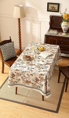 ISAENNE Designer Vintage Linen Extra Long Tablecloth Rectangle,Floral and Bird Pattern Elegant Table Cloth,Fall Wrinkle Resistant Decor Tablecloths for Dining Kitchen Christmas,63"*110"-Murad A