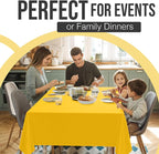 Exquisite 66% Thicker Premium Plastic Table Cloth Rectangle Table Cover 0.5 Mil 6 Pack Yellow Table Cloth 54 Inch x 108 Inch Disposable Tablecloth Won't Tear Easily Like Cheap Thin Brands