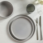 Stone Lain Haven Modern Stoneware 4 Piece Dinner Plates Sets, Dish Set for 4, Reactive Glaze Grey