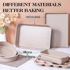 6 Pcs Baking Pans Set, Silicone Bakeware Sets with Metal Reinforced Frame, Nonstick Stackable Carbon Steel Non Toxic Baking Sets for Cooking (Brown)
