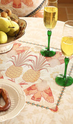 patdrea Designer Vintage Small Round Table Cloth,French Tropical Style Breathable Linen Tablecloth,Table Cover Cloth for Kitchen Dining Christmas,Thanksgiving,Diameter 55"-Pineapple a