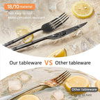 KINGSTONE Silverware Set, 20-Piece Flatware Set Cutlery Set Premium 18/10 Stainless Steel, Tableware Include Forks Knives Spoons for Home Kitchen Restaurant Wedding, Dishwasher Safe,Black