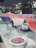 Snowy River Americas Cocktail Sugar - Naturally Colored 4th July Red, White & Blue Sugar for Cocktail Rimming, Baking & Decorating, Medium Crystal (Americas, 3oz Gift Bottle)