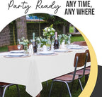 Party Solids 66% Thicker Premium Plastic Table Cloth Rectangle Table Cover 0.5 Mil 12 Pack White Table Cloth 54 Inch x 108 Inch Disposable Tablecloth Won't Tear Easily Like Cheap Thin Brands