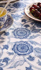 patdrea Designer Vintage Blue Rectangle Tablecloth,Linen Anti-Wrinkle Paisley Pattern Farmhouse Extra Long Table Cloth,Decor Cover for Kitchen Dining,Christmas,Thanksgiving,67"x118"-Lantang a