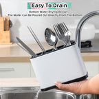Silverware Organizer,Kitchen Utensil Holder For Counter,Stainless Steel Caddy,4 Compartments Organizer, Capacity Flatware Spoon Fork Tool Cutlery Holder（White）