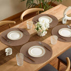 FunWheat Round Braided Placemats Set of 6 Place mats for Dining Tables Woven Heat Resistant Table Mats 15 inch (Brown,6pcs)