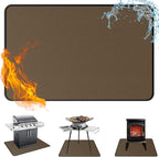 Anze Under Grill Mat for Outdoor Grill, 48x90 Inch Anti-Slip BBQ Floor Mats, Easy to Clean Reusable Fireproof Grill Pad, Oil-Proof Waterproof Protector for Indoor Fireplace Pit Mat Brown