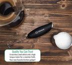 Elementi Milk Frother Wand - Coffee Frother Handheld - Drink Mixer - Coffee Mixer Wand - Cold Foam Maker - Electric Stirrer for Drinks (Black)