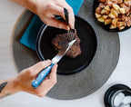 DURA LIVING Premium 8-Piece Steak Knife Set – Sharp Serrated Blades, Forged High Carbon Stainless Steel, Full Tang, Ergonomic Handle, Royal Blue – Ideal for Dining & Entertaining