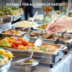 6 Piece Stainless Steel Serving Spoons Set - 3 Large, 3 Slotted, 9.2-Inch, Dishwasher Safe, for Parties/Kitchen/Buffet/Catering