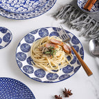 Selamica Ceramic Dinnerware Sets for 6, 24 Piece Plates and Bowls Sets, Highly Chip and Crack Resistant Dishes Set-Dishwasher & Microwave & Oven Safe, Vintage Blue