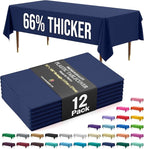 Party Solids 66% Thicker Premium Plastic Table Cloth Rectangle Table Cover 0.5 Mil 12 Pack Navy Blue Table Cloth 54 Inch x 108 Inch Disposable Tablecloth Won't Tear Easily Like Cheap Thin Brands