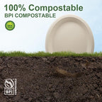 100% Compostable Oval Paper Plates 12 Inch, 125-Pack Large Heavy Duty Paper Plates Bulk,Biodegradable Bagasse,Eco-Friendly Disposable Dinner Plate for BBQ,Picnic,Party (BPI Certified,Microwaveable)
