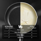 KITEXPERT Non Stick Frying Pans with Lid, 12" Titanium Ceramic Pan Nonstick Stainless Steel Skillet, PFAS PFOA & PTFE Free, Quick-Cool Handle, Dishwasher & Oven Safe, Compatible with All Cooktops