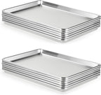 CURTA 12 Pack Aluminum Sheet Pan, NSF Listed Half Size 18 x 13 inch Commercial Bakery Cake Bun Pan, Baking Tray
