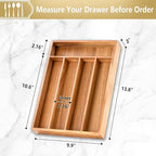 Silverware Organizer, 10 Inch Utensil Organizer Kitchen Drawer Organizer Acacia Silverware Holder Cutlery Tray Organizer in Drawer Flatware Organizer Tray(5 slots, Acacia）