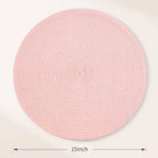 FunWheat Round Braided Placemats Set of 6 Place mats for Dining Tables Woven Heat Resistant Table Mats 15 inch (Pink)