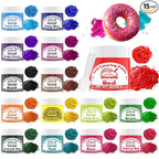Food Coloring Powder - 15 Bright Colors Flavorless Food Dye, High Concentrated Upgraded Food Coloring for Icing, Baking, Cake Decorating, Cooking, Frosting - 5g/bottle