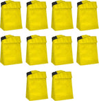DISCOUNT PROMOS 10 Hook and Loop Insulated Lunch Bags Set - Polyester, Durable, Vibrant, Reusable - Yellow