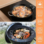 Ceramic Non-Stick Pan with 2 Handles, 18.5in Round Grill Griddle for TIKI Solo Stove Cuisinart Fire Pit Kamado Charcoal Grill Weber Kettle and More, Oven and Induction Safe PTFE Free PFOA Free